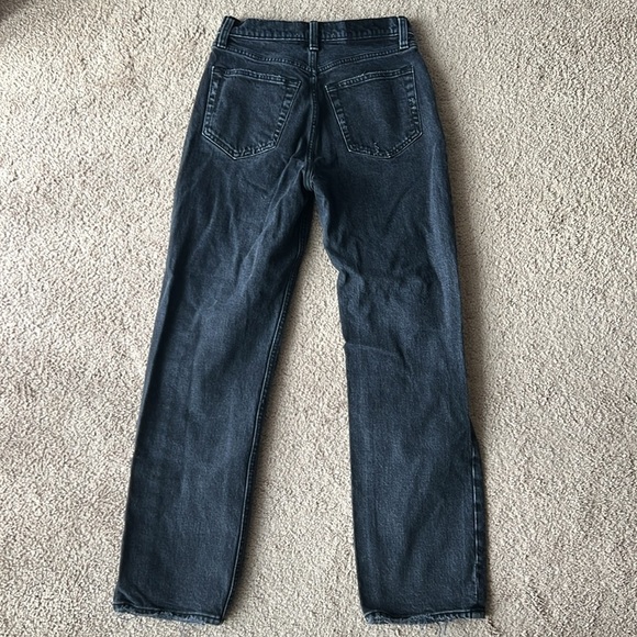 Abercrombie and Fitch High Rise Dad Straight Leg Black Destroy Jeans - Picture 5 of 12